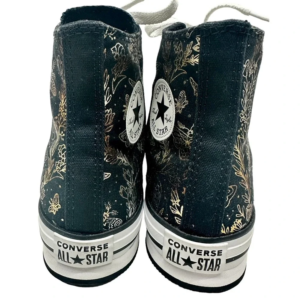 Converse‎ All Star CTAS Eva Lift Black & Gold  Butterfly Mid Top Sneakers SZ 6